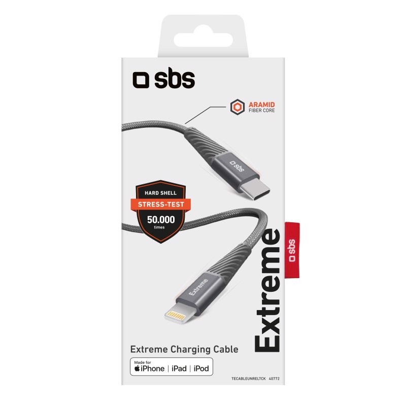 SBS TECABLEUNRELTCK cavo Lightning 1,5 m Grigio