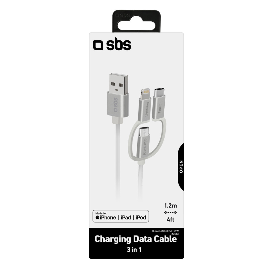 SBS TECABLEUSBIP53189W cavo USB 1,2 m USB 2.0 USB A Micro-USB B
