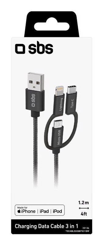 SBS TECABLEUSBIP531BW cavo USB USB 2.0 1,2 m USB A Micro-USB A Nero