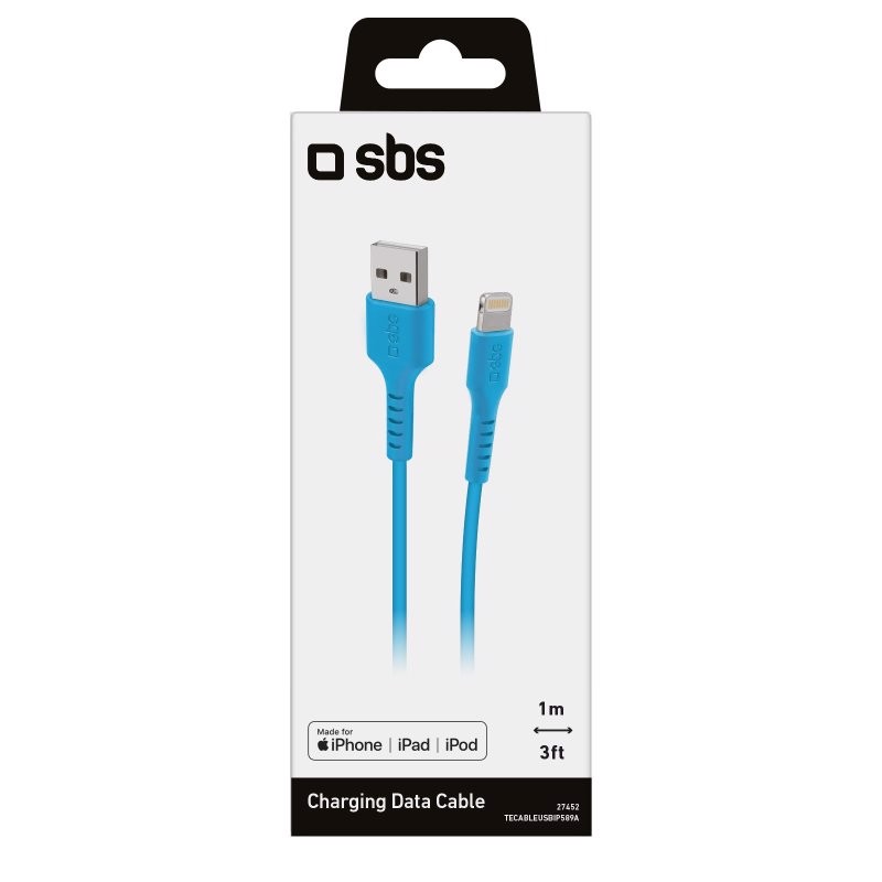 SBS TECABLEUSBIP589A cavo Lightning 1 m Blu