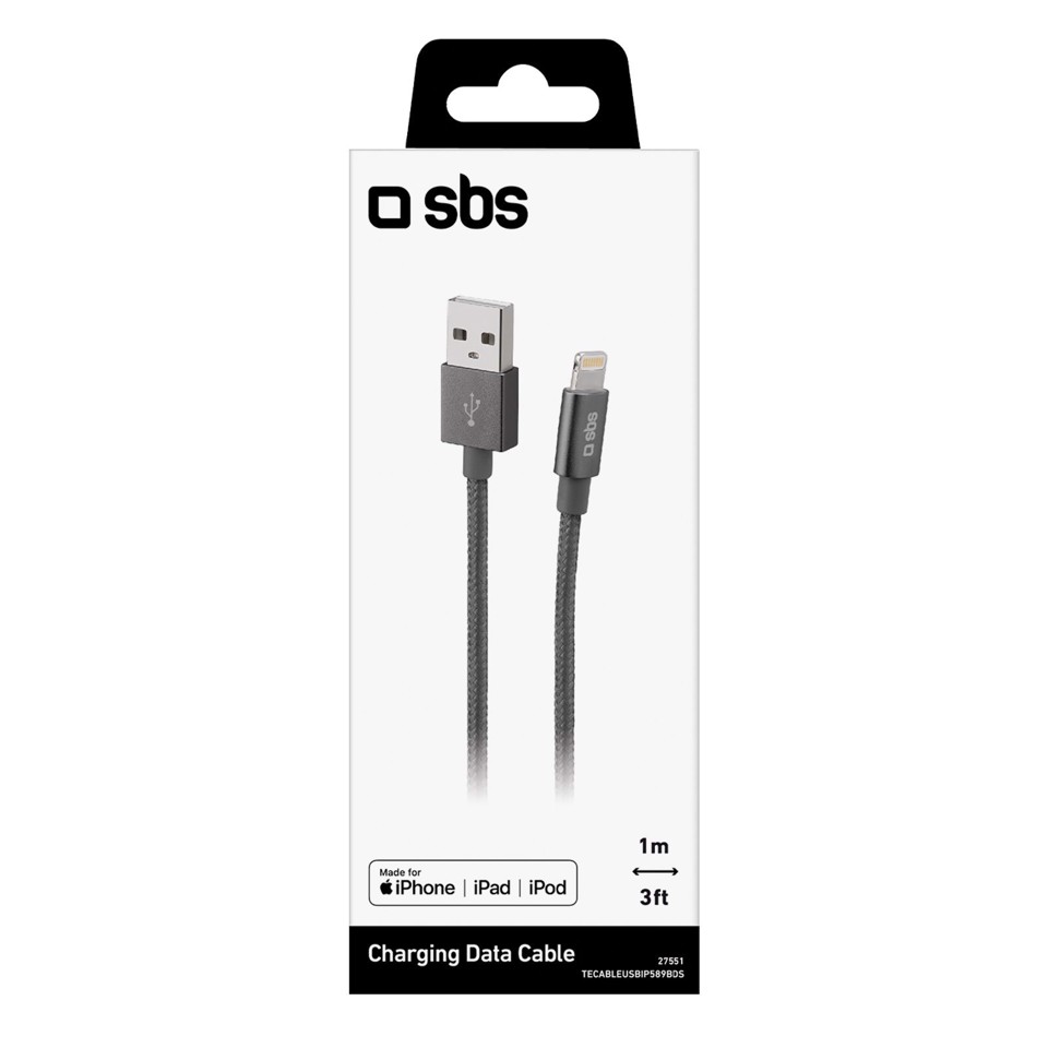 SBS TECABLEUSBIP589BDS cavo Lightning 1 m Argento