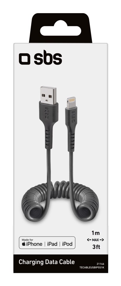SBS TECABLEUSBIP5S1K cavo Lightning 1 m Nero