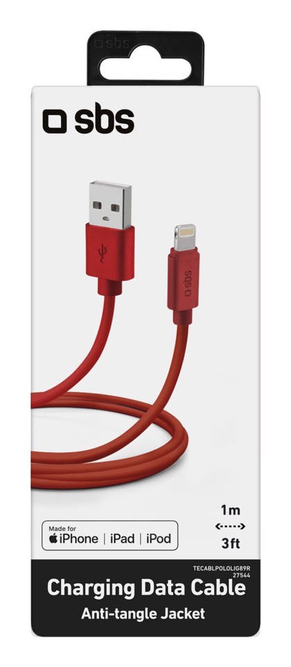 SBS TECABLPOLOLIG89R cavo Lightning 1 m Rosso