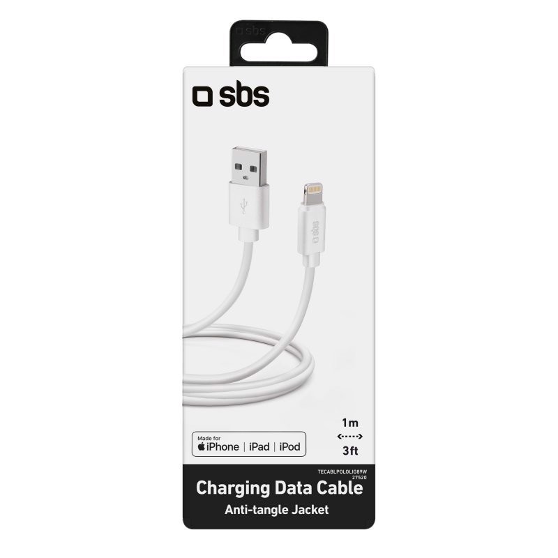 SBS TECABLPOLOLIG89W cavo Lightning 1 m Bianco