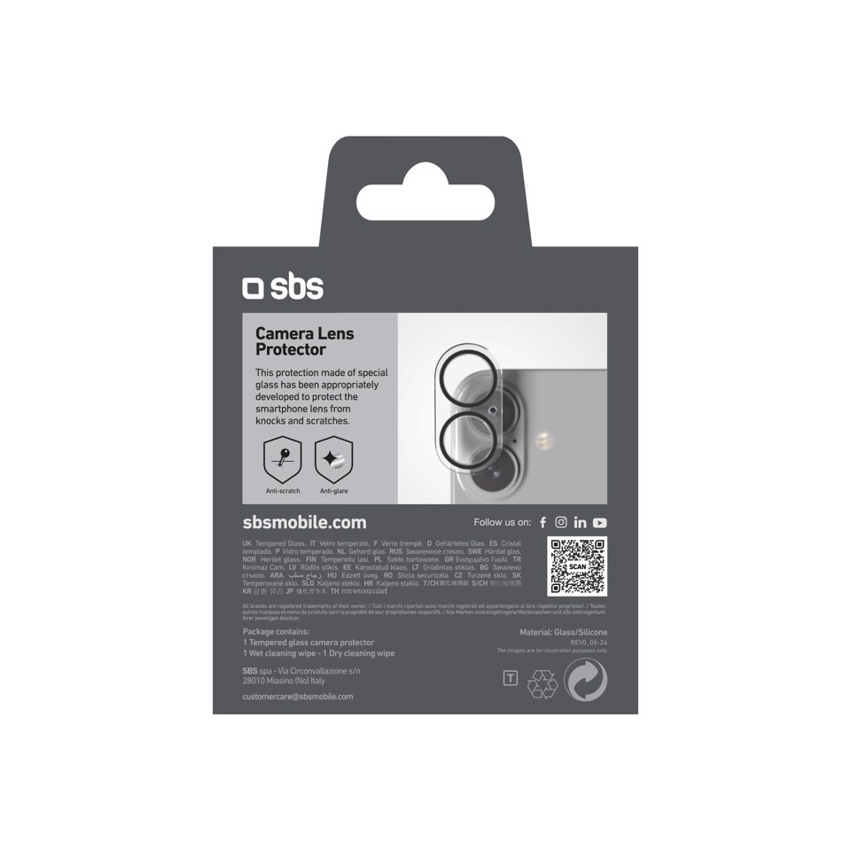SBS TECAMGLIP16K protezione per lo schermo e il retro dei telefoni cellulari Protezione per obiettivo della fotocamera Apple 1 pz
