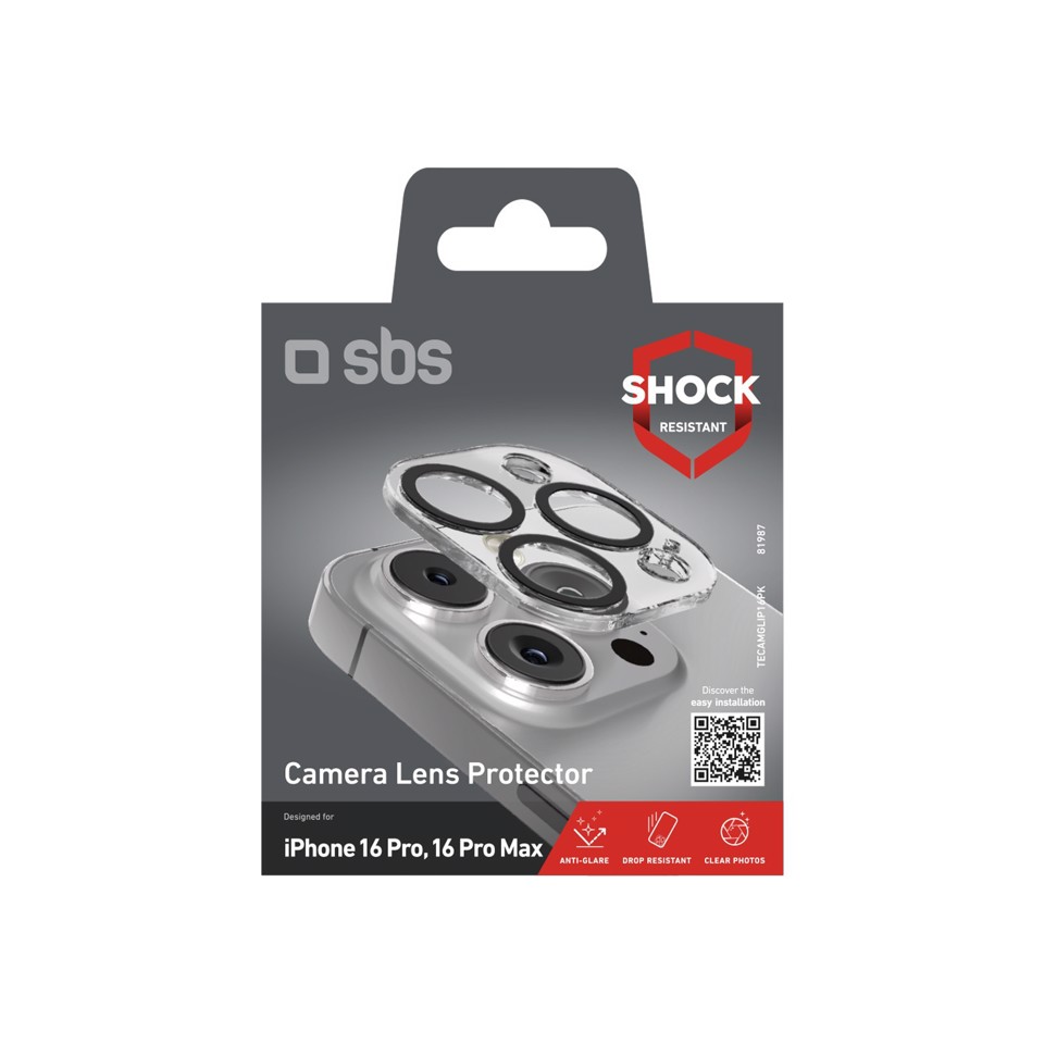 SBS TECAMGLIP16PK protezione per lo schermo e il retro dei telefoni cellulari Protezione per obiettivo della fotocamera Apple 1 pz
