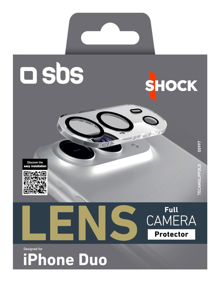 SBS TECAMGLIPFOLD protezione per lo schermo e il retro dei telefoni cellulari Protezione per obiettivo della fotocamera Apple 1 pz