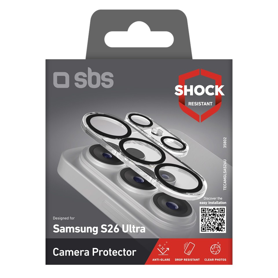 SBS TECAMGLSAS26U protezione per lo schermo e il retro dei telefoni cellulari Protezione per obiettivo della fotocamera Samsung 1 pz