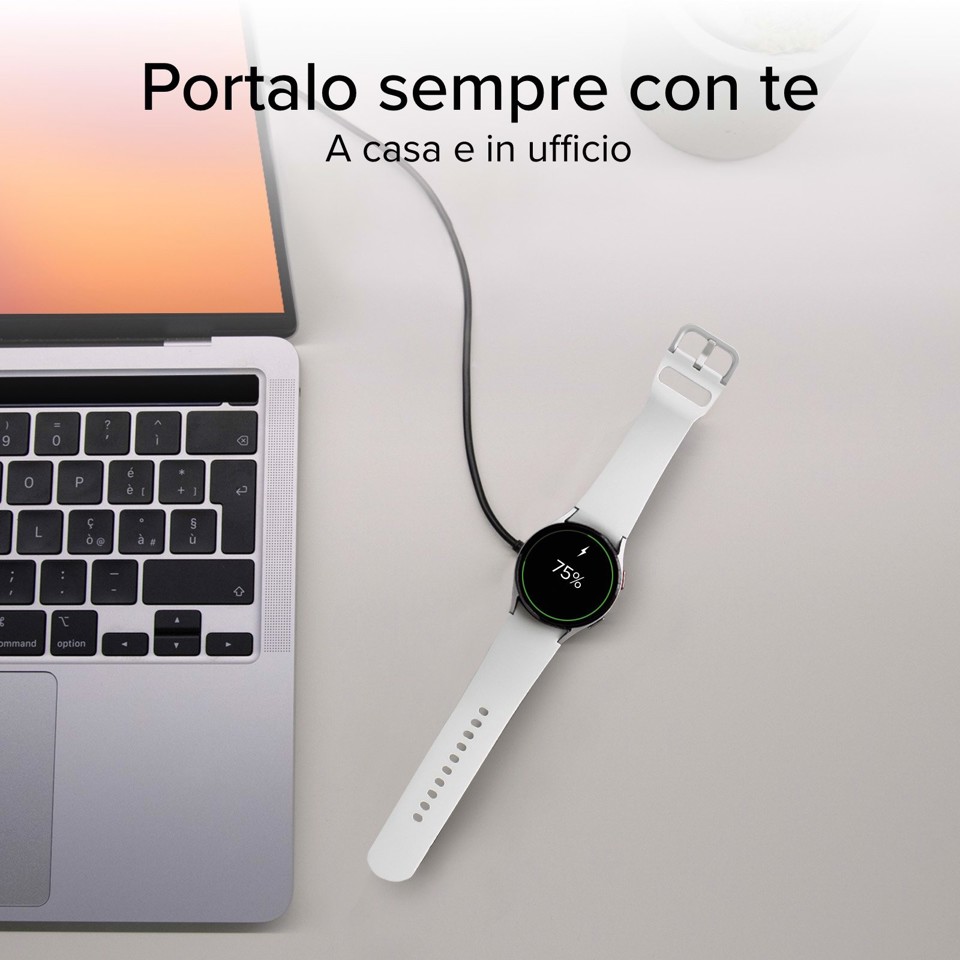 SBS TECHGSAMWATCH Caricabatterie per dispositivi mobili Orologio intelligente Bianco USB Carica wireless Interno