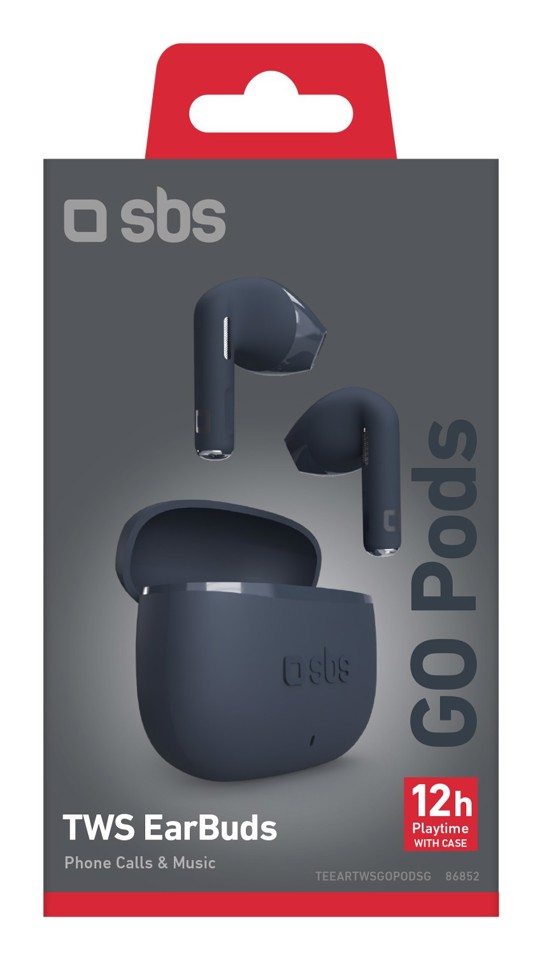 SBS TEEARTWSGOPODSG cuffia e auricolare True Wireless Stereo (TWS) In-ear Musica e Chiamate Bluetooth Grigio