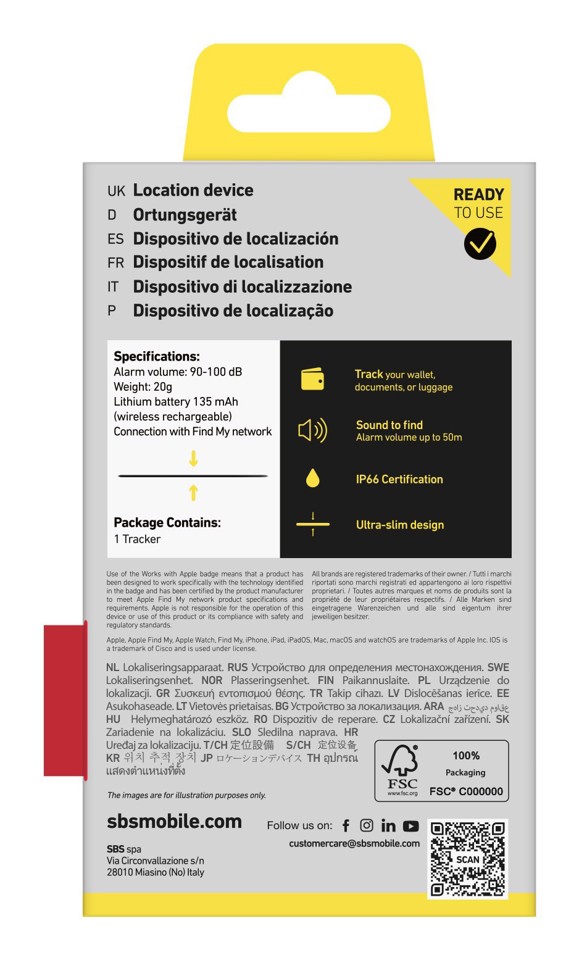 SBS TEFINDCARDAPK localizzatore e cercatore GPS Bagaglio Nero