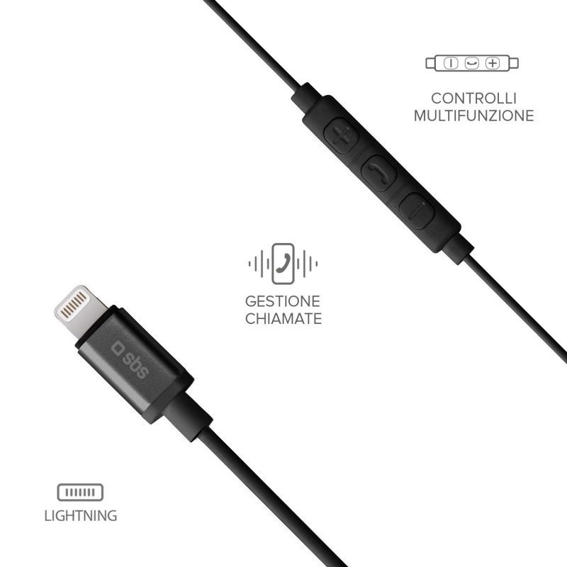 SBS TEINEARLIGHTK cuffia e auricolare Cablato In-ear Musica e Chiamate Nero
