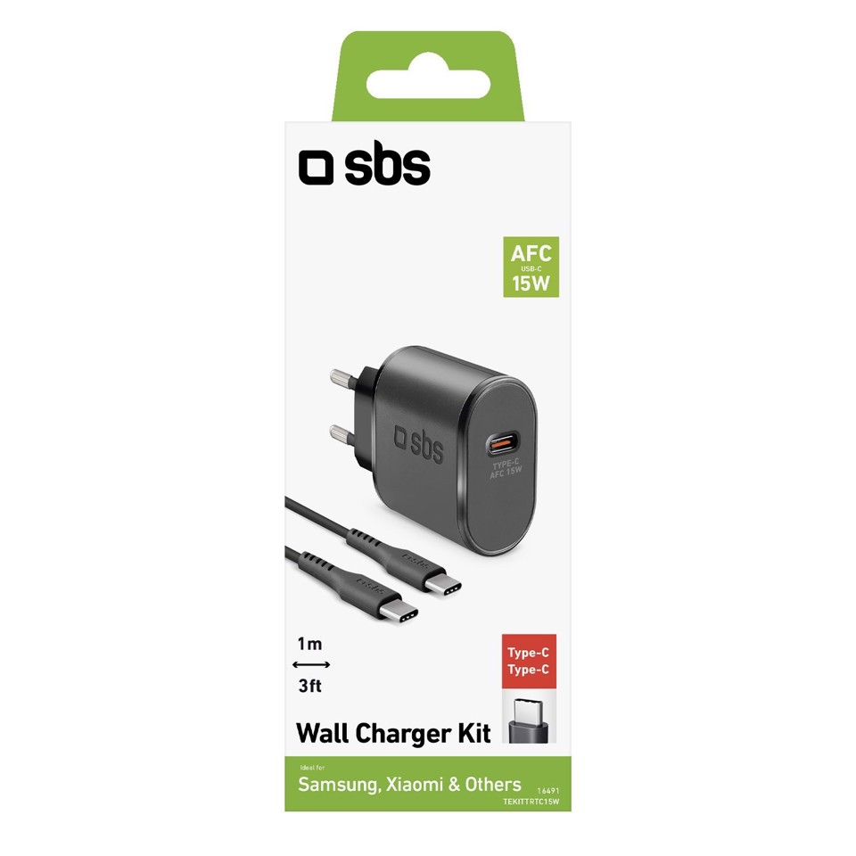 SBS TEKITTRTC15W Caricabatterie per dispositivi mobili Universale Nero AC Ricarica rapida Interno