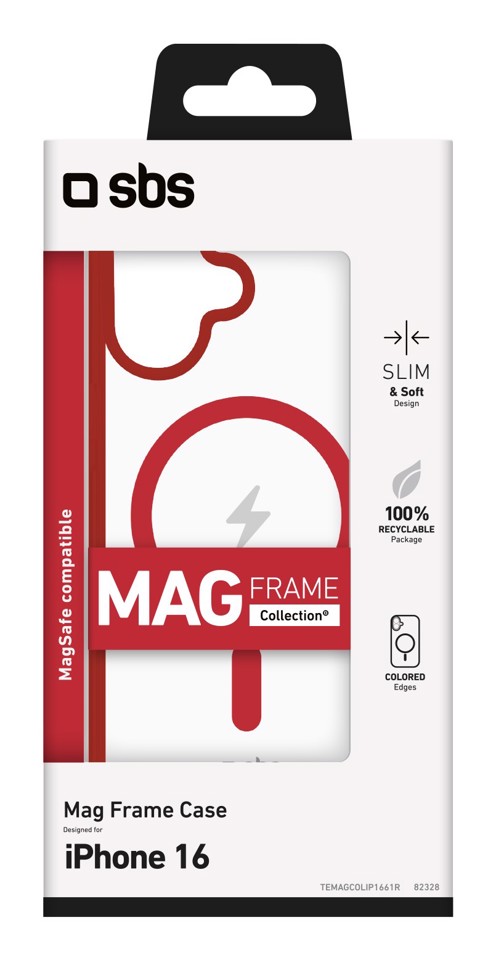 SBS TEMAGCOLIP1661R Cover Rosso, Trasparente iphone 16 magsafe