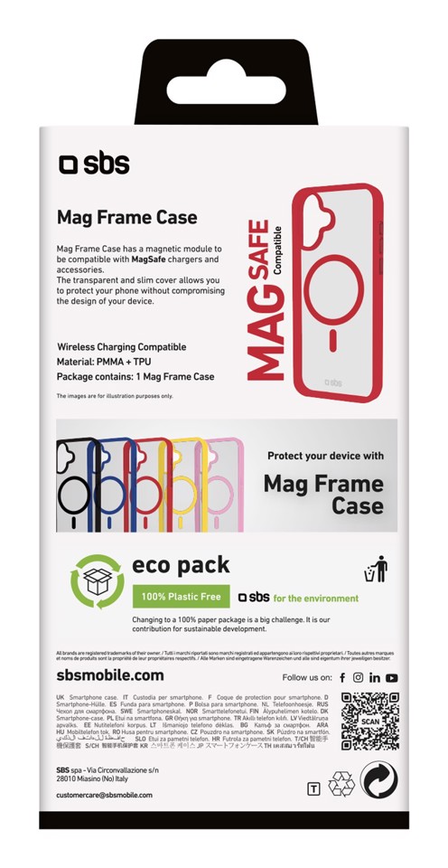 SBS TEMAGCOLIP1661R Cover Rosso, Trasparente iphone 16 magsafe