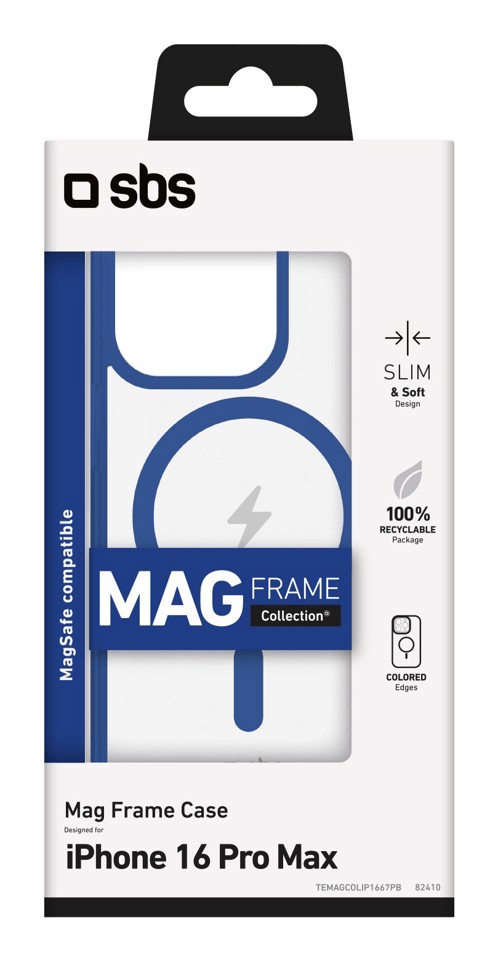 SBS TEMAGCOLIP1667PB Cover Blu, Trasparente iphone 16 pro magsafe