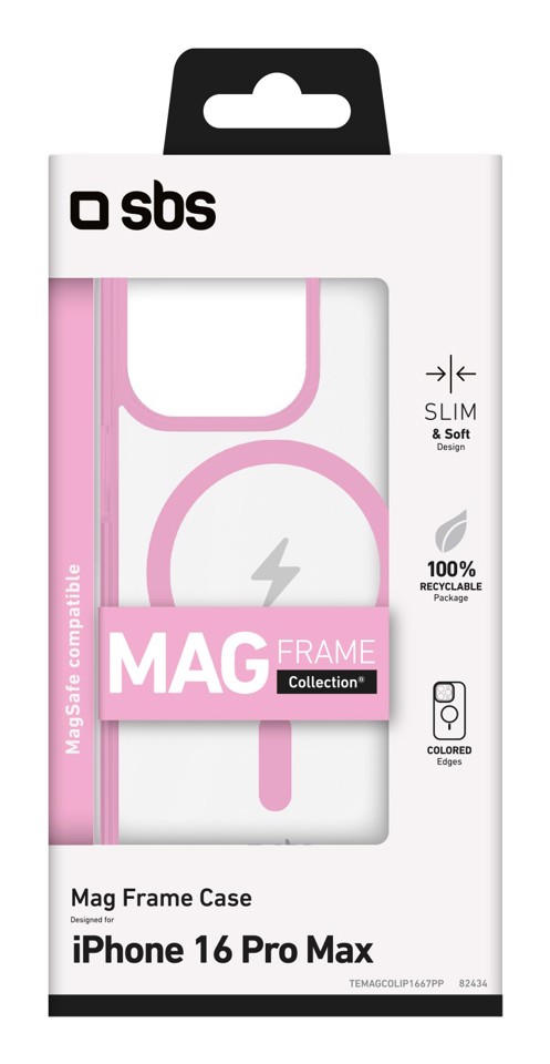 SBS TEMAGCOLIP1667PP Cover Rosa, Trasparente iphone 16 pro magsafe