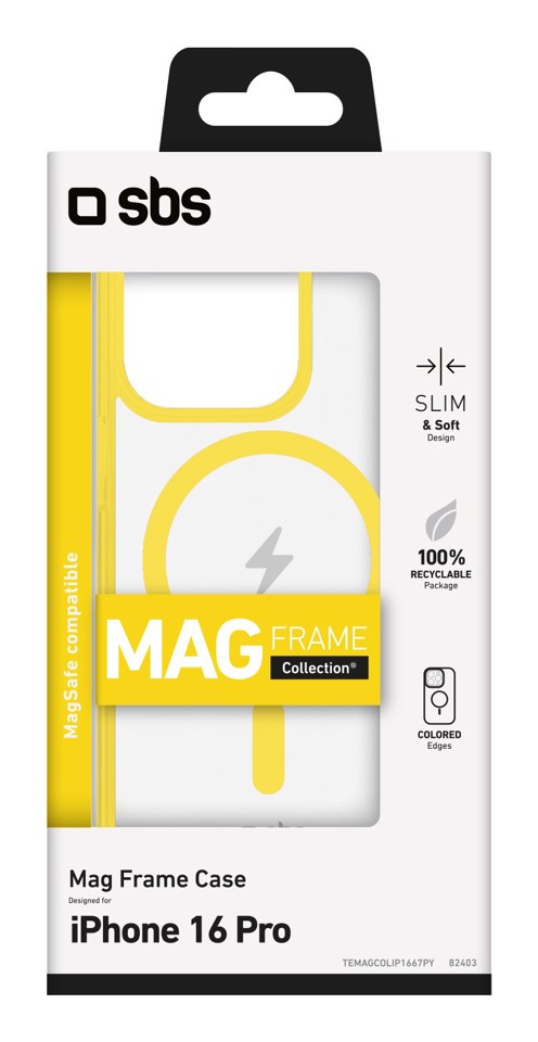 SBS TEMAGCOLIP1667PY Cover Trasparente, Giallo iphone 16 pro magsafe