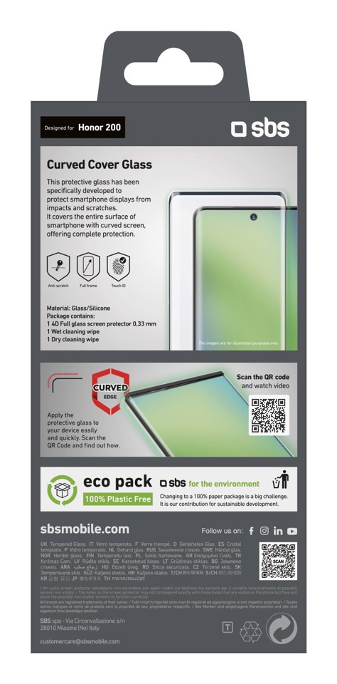 SBS TESCR4DHO200 Pellicola proteggischermo trasparente Honor 1 pz