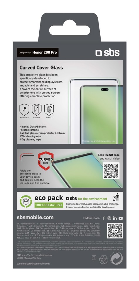 SBS TESCR4DHO200P Pellicola proteggischermo trasparente Honor 1 pz