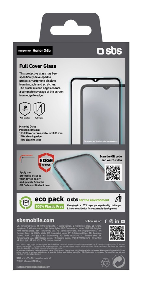 SBS TESCRFCHOX6B  Pellicola proteggischermo trasparente Honor 1 pz