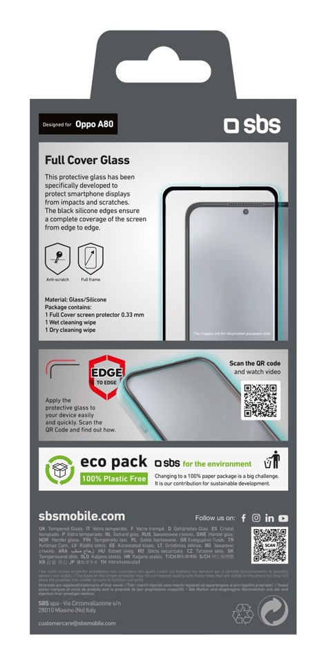 SBS TESCRFCOPA80 Pellicola proteggischermo trasparente OPPO a80 1 pz