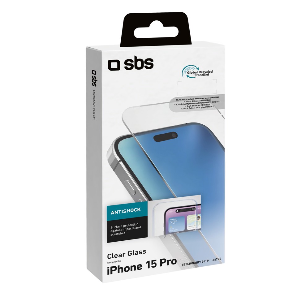 SBS TESCRGRSIP1561P Pellicola proteggischermo trasparente iphone 15 pro 1 pz
