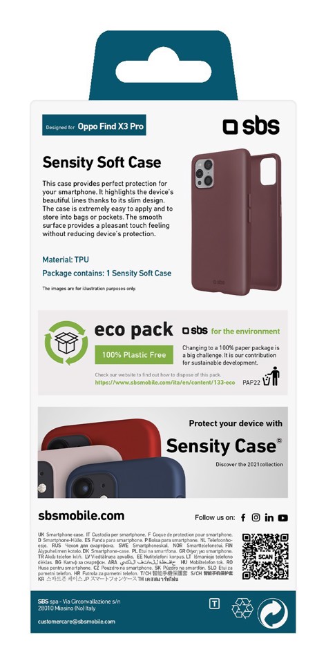 SBS TESENSCOVOPFX3PBX custodia per cellulare 17 cm (6.7") Cover Bordeaux