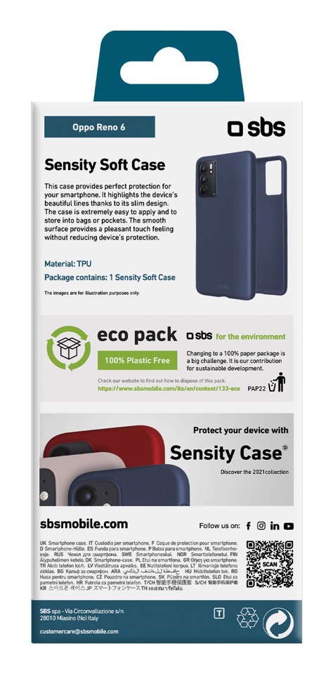 SBS TESENSOPR6B custodia per cellulare 16,3 cm (6.43") Cover Blu, Blu marino