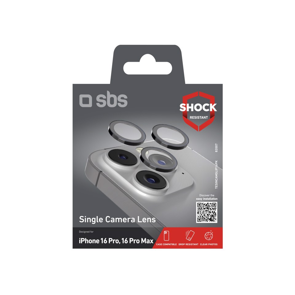 SBS TESINCAMGLIP16PK protezione per lo schermo e il retro dei telefoni cellulari Protezione per obiettivo della fotocamera Apple 1 pz