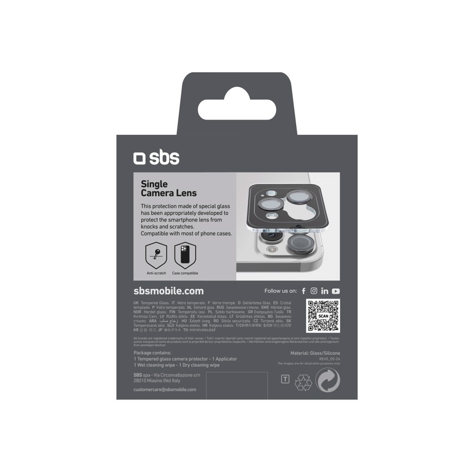 SBS TESINCAMGLIP16PK protezione per lo schermo e il retro dei telefoni cellulari Protezione per obiettivo della fotocamera Apple 1 pz