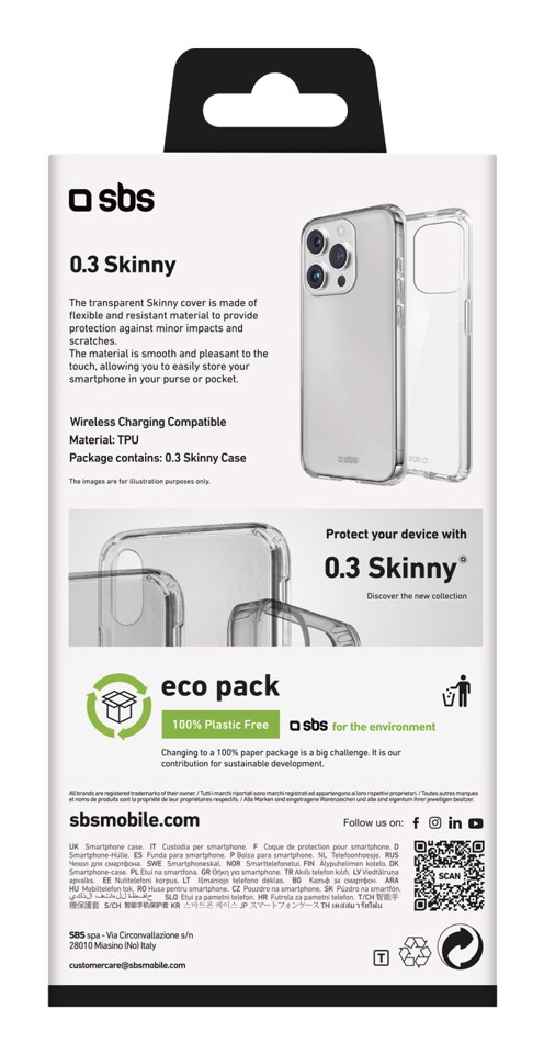 SBS TESKINIP1661T custodia per cellulare 15,5 cm (6.1") Cover Trasparente