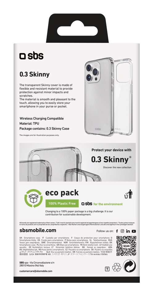 SBS TESKINIP1661T custodia per cellulare 15,5 cm (6.1") Cover Trasparente