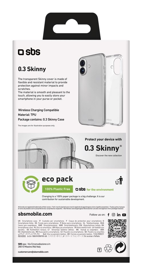 SBS TESKINIP1667T custodia per cellulare 17 cm (6.7") Cover Trasparente