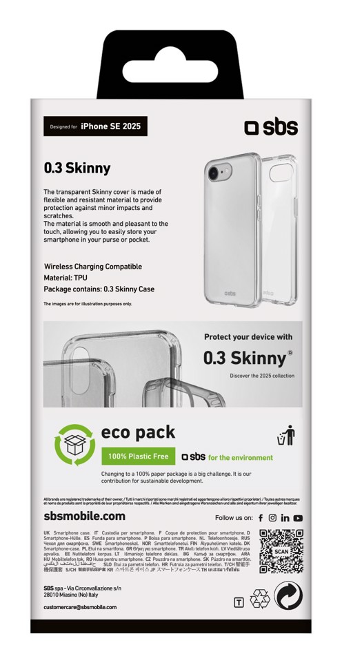 SBS TESKINIPSE25T custodia per cellulare 15,5 cm (6.1") Cover Trasparente