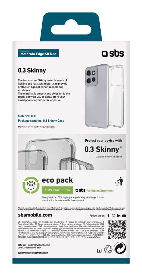 SBS TESKINMOE50NT custodia per cellulare 16,3 cm (6.4") Cover Trasparente