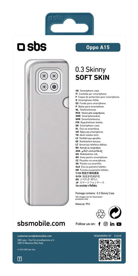 SBS TESKINOPA15T custodia per cellulare 16,6 cm (6.52") Cover Trasparente