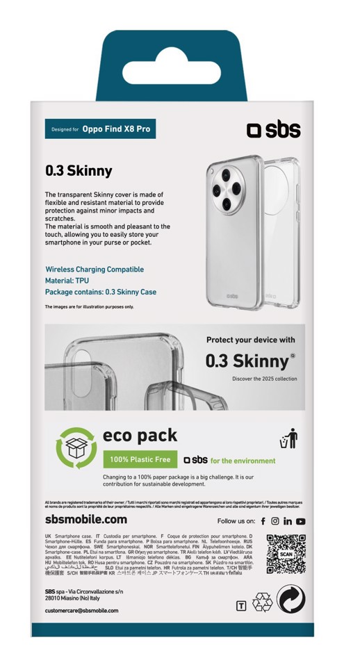 SBS TESKINOPFX8PT custodia per cellulare 17,2 cm (6.78") Cover Translucent