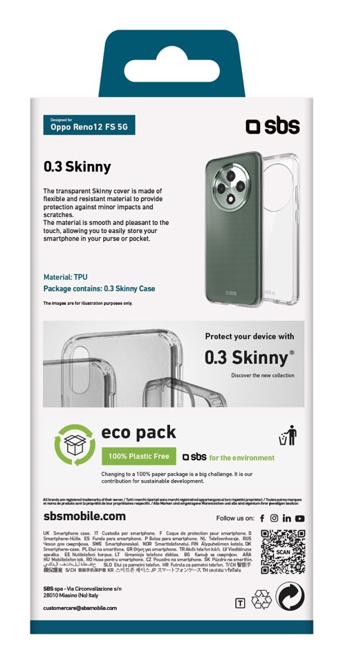 SBS TESKINOPR12FS5GT Cover Trasparente oppo RENO 12 FS