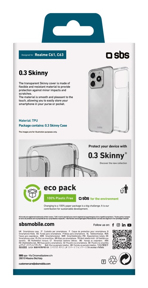 SBS TESKINREC61T custodia per cellulare 17,1 cm (6.74") Cover Trasparente