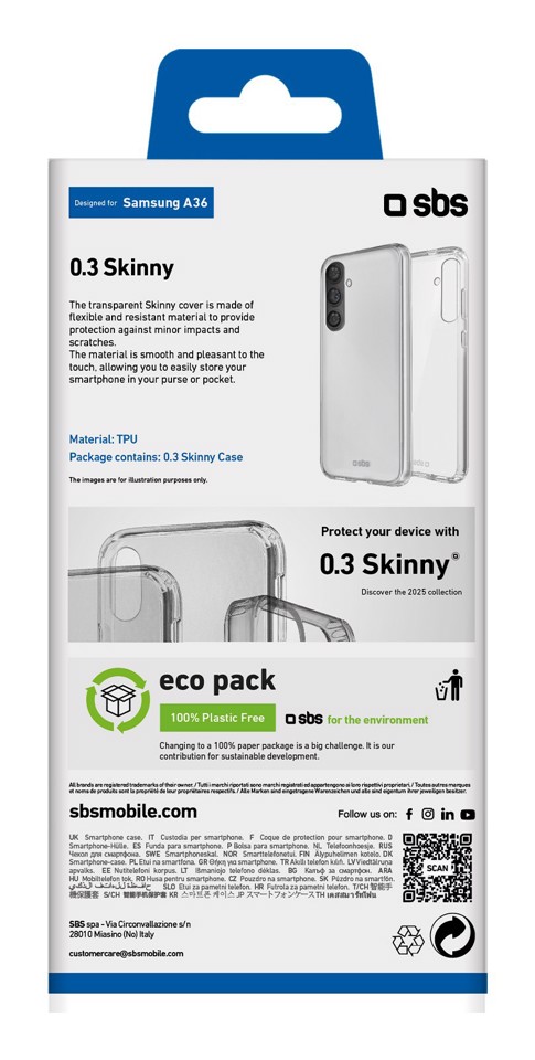SBS TESKINSAA36T custodia per cellulare 17 cm (6.7") Cover Trasparente