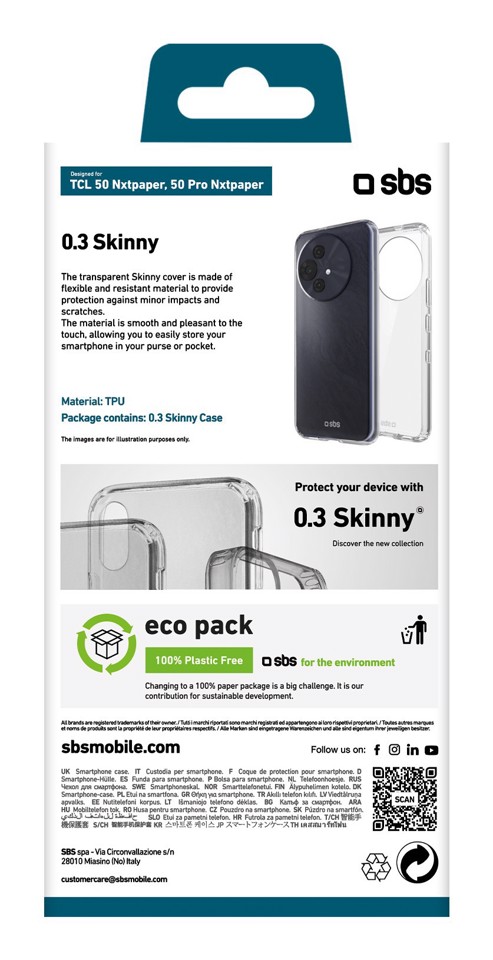 SBS TESKINTCL50NXTT custodia per cellulare 17,3 cm (6.8") Cover Trasparente