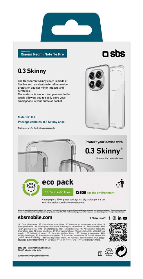 SBS TESKINXIRNO14PT custodia per cellulare 16,9 cm (6.67") Cover Trasparente