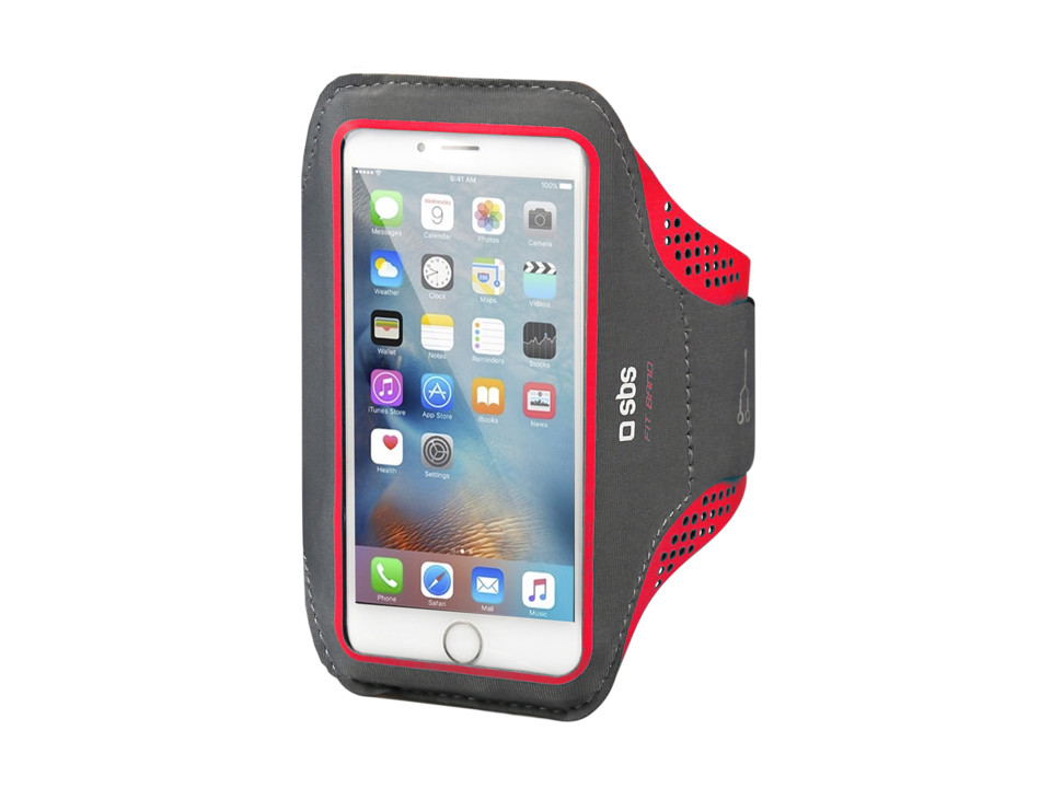 SBS TESPORTFITBANDR custodia per cellulare 12,7 cm (5") Fascia da braccio Grigio, Rosso