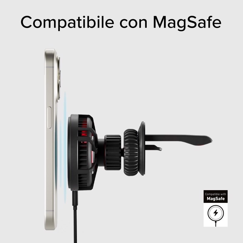 SBS TESUPFANWIR15W Caricabatterie per dispositivi mobili Smartphone Nero USB Carica wireless Auto