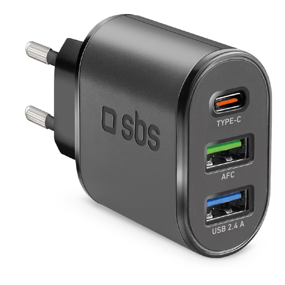 SBS TETR2USBTCPD30W Caricabatterie per dispositivi mobili Nero Interno
