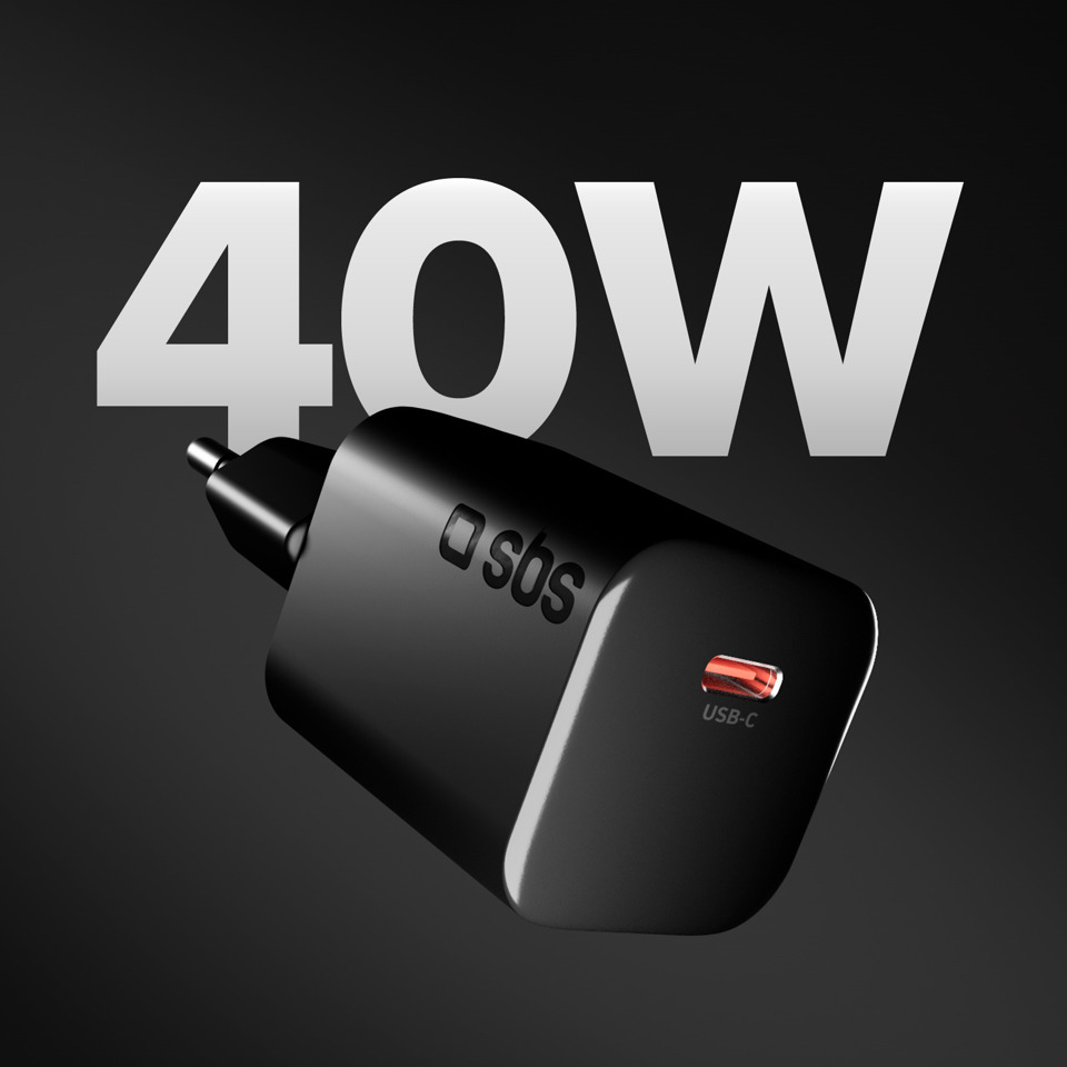 SBS TETRGAN1CAVS40W Caricabatterie per dispositivi mobili Smartphone, Tablet Nero AC Ricarica rapida Interno