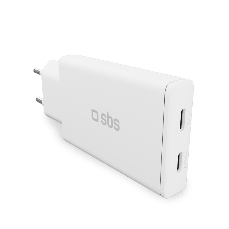 SBS TETRGAN2C70SLIM Caricabatterie per dispositivi mobili Telefono cellulare, Computer portatile, Tablet Bianco USB Ricarica rapida Esterno