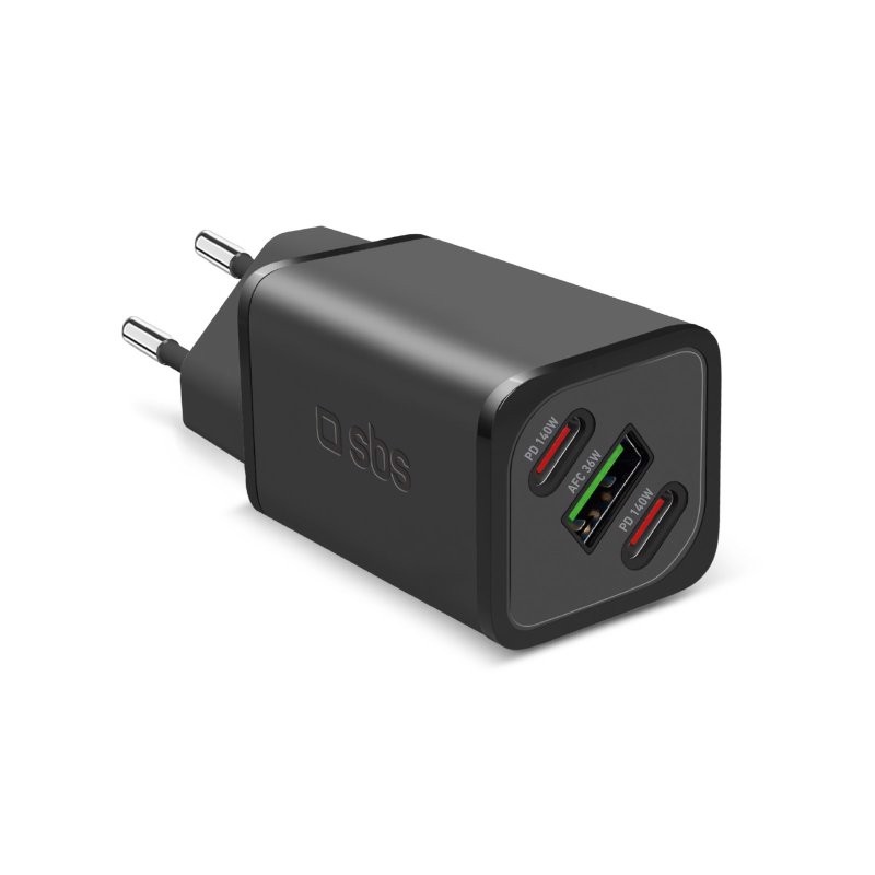 SBS TETRGANUSB2CPD140W Caricabatterie per dispositivi mobili Universale Nero AC Ricarica rapida Interno