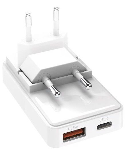 SBS TETRGANUSBTCFOLD65W Caricabatterie per dispositivi mobili Universale Bianco AC Ricarica rapida Interno, Esterno